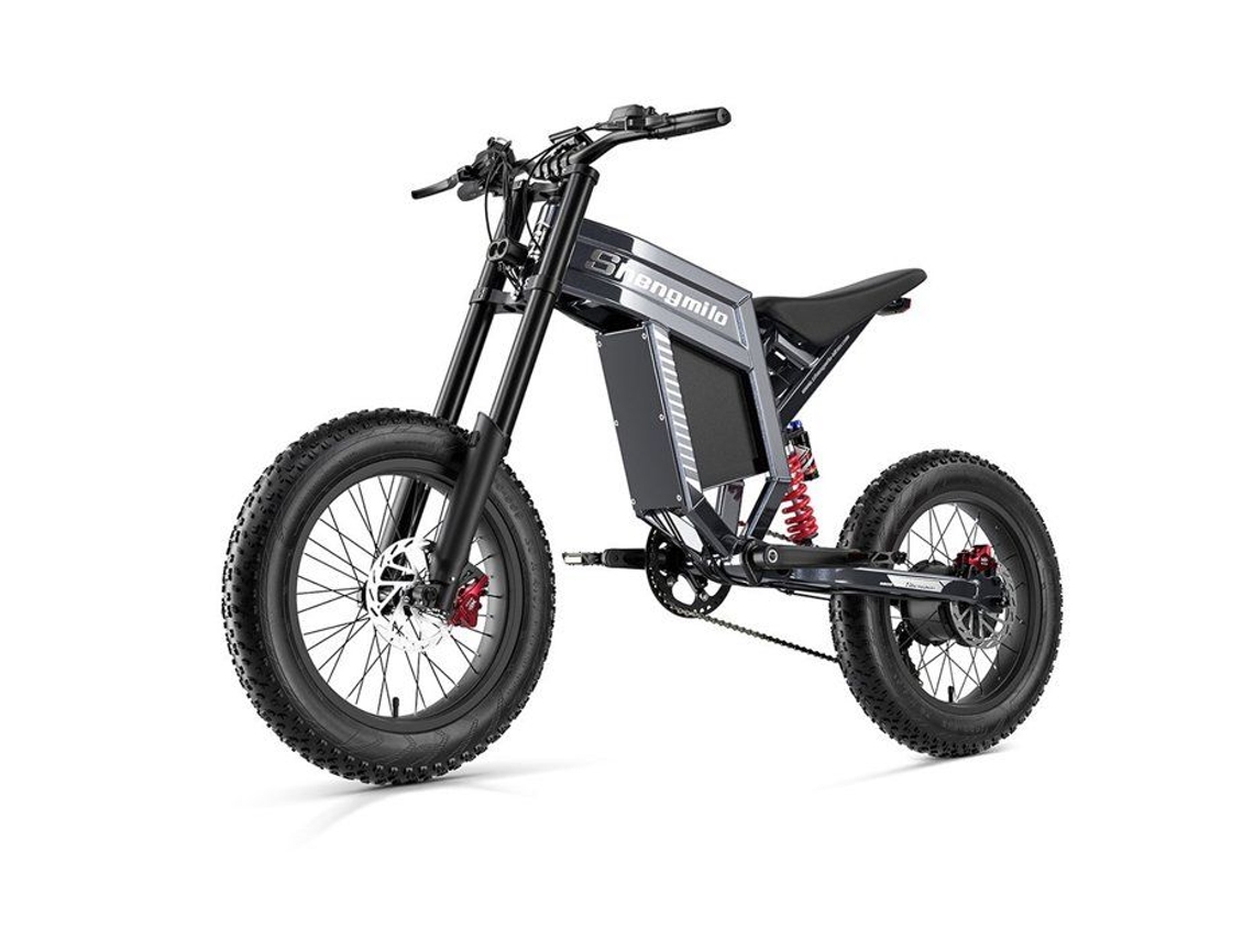 Bicicleta eléctrica SHENGMILO S900 para adultos, motor de 1500 W, batería de 60 V 30 Ah, neumáticos todoterreno de 20 pulgadas de ancho.