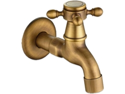 Grifo De Agua Fría Vintage De Mango Único Interfaz G1/2 Montado En Pared Para Lavabo De Baño Bronce