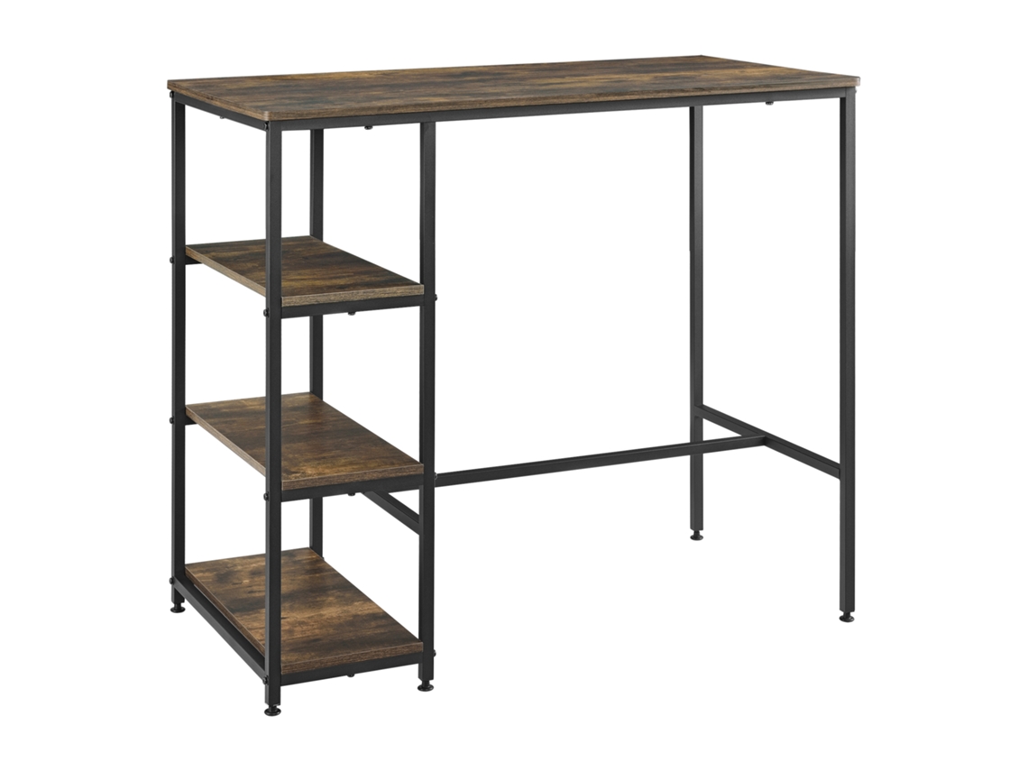 Mesa de Bar con 3 estantes Växjö 100 x 109 x 60 cm Negro y Efecto de Madera Tono Oscuro [EN.CASA]
