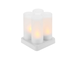 Velas LED recargables sin llama con base de carga, luz amarilla