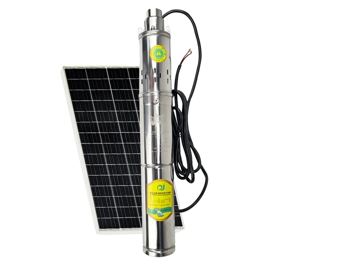 Bomba solar de CC para pozo profundo (solo), 150 W de potencia, caudal máximo de 2 t/h, 12 V CC, 150 W OEM