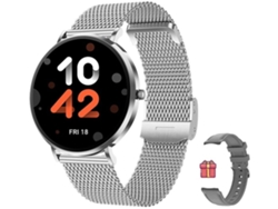 Chennnls T8pro Smartwatch, 1.32" AMOLED, Acero, con llamada Bluetooth, Plata.