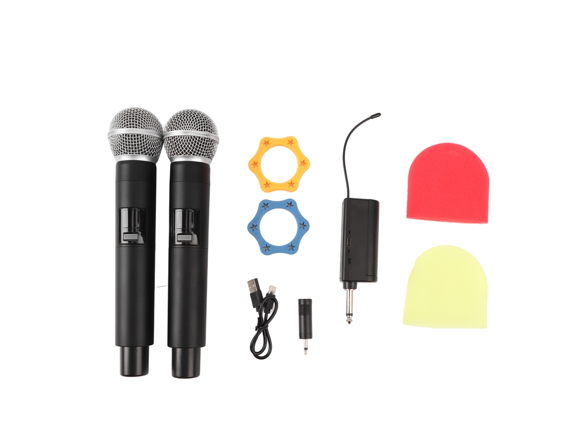 Sistema De Micrófono Inalámbrico 1 A 2 Con Receptor, Micrófonos De Mano Para Fiestas Y Reuniones Familiares.