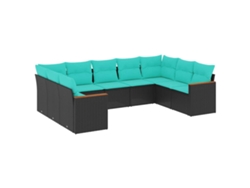 Maison Exclusive - Conjunto De Sofá De Jardín De 9 Piezas Con Cojines, De Poliratán Negro
