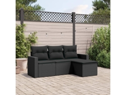 Conjunto de sofás de jardín de 4 piezas DKD Home Decor con cojines de mimbre negros