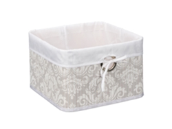 Relaxdays Cesto Almacenamiento Bambú Estampado, Funda Tela, Baño, 20x31x31 Cm, Cesta Plegable, Cuadrado, Gris Y Blanco