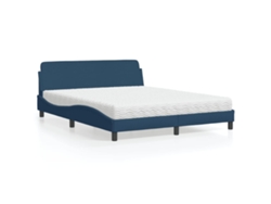 Cama Con Colchón De Tela Azul 160x200 Cm