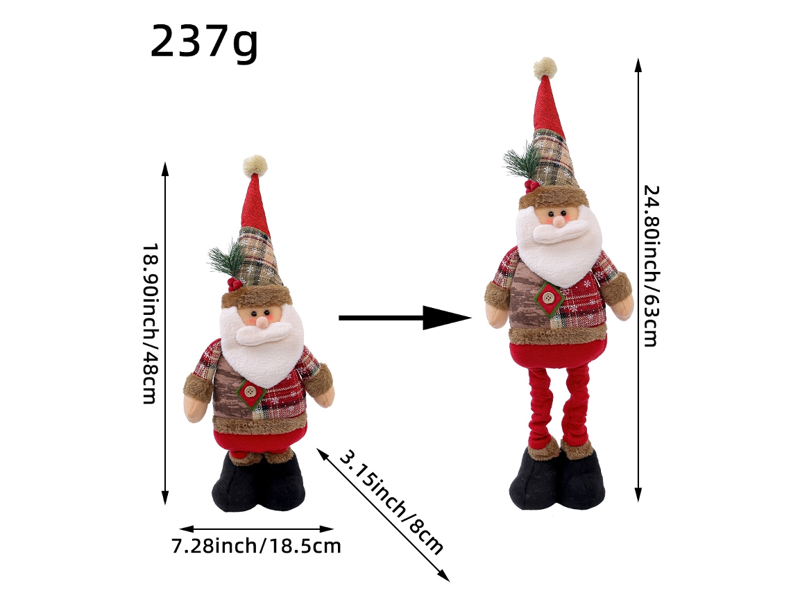 Adornos navideños telescópicos para muñecas, decoraciones para muñecas de pie, estilo Chennnls antiguo