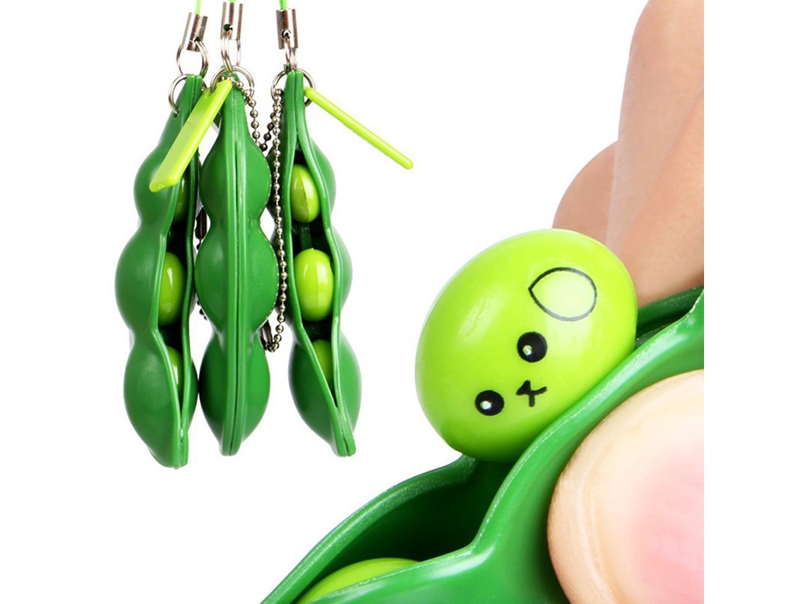 Ats-3pcs Juguete De Edamame Para Apretar Keychain Colgante Adorno Juguetes De Descompresión Alivio Del Estrés