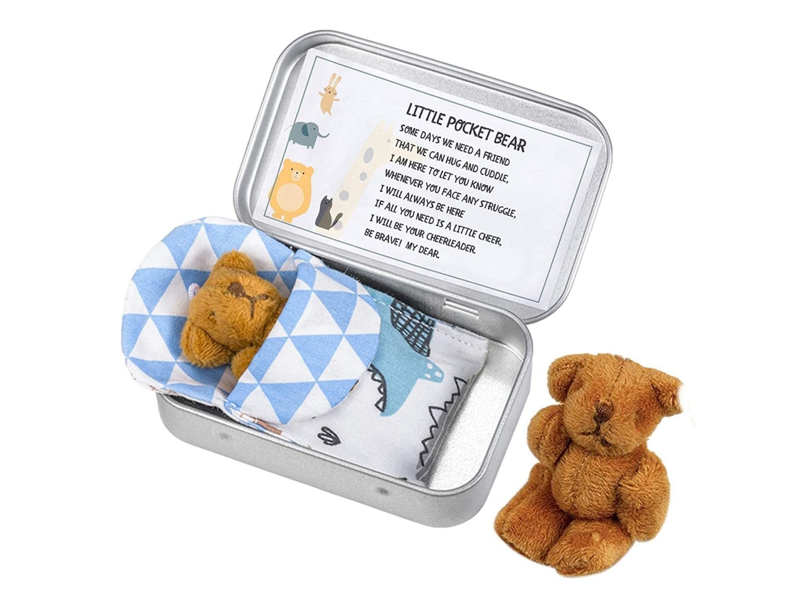 Mini oso de peluche ATS en lata, pequeño regalo de bolsillo, mini oso de peluche para niños