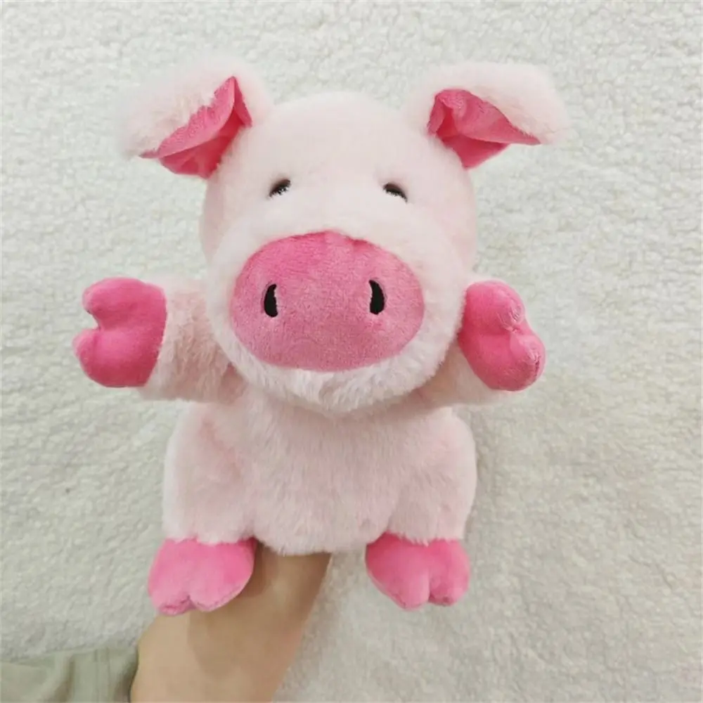 Muñeco de peluche posesivo, boca abierta, títere de mano MDUG (cerdo)