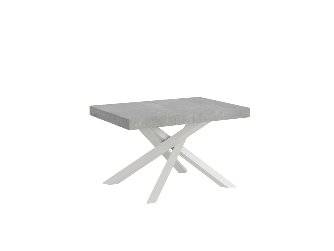 Mesa extensible Volantis 140/244x90 cm, patas de hormigón blanco, Itamoby