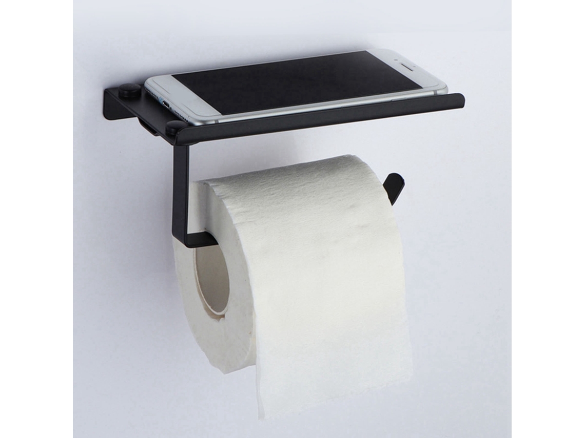 Soporte para rollo de papel higiénico con estante de baño de acero inoxidable