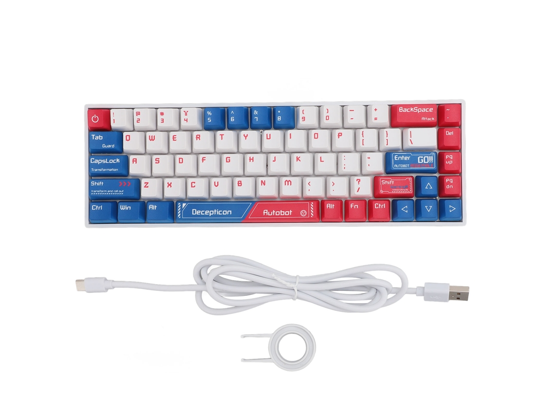 Teclado Mecânico Gamer 68 Teclas 60% Switch Vermelho Rgb Sem Fio 2.4g Bluetooth Com Fio