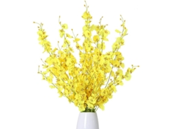12 Ramas Artificiales De Orquídeas Amarillas De Seda, Ramo De Orquídeas Artificiales Danzantes (amarillas)