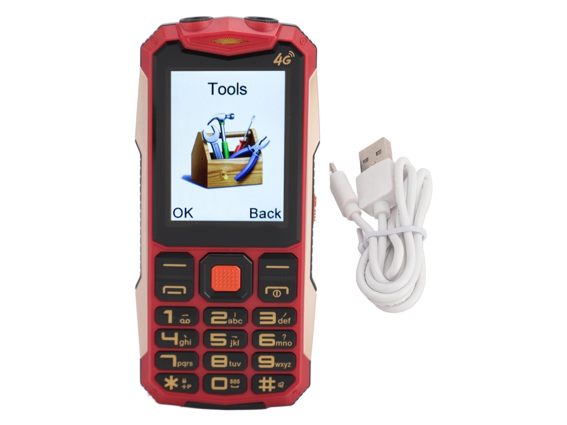 Telefone Móvel Para Idosos 4g Com Botões Grandes Tela Clara Bateria 4800mah Câmera 1.3mp Dual Chip Vermelho