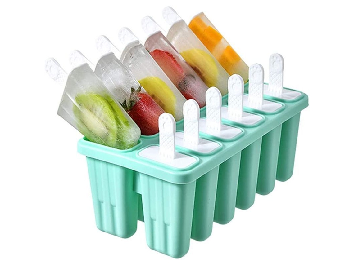 Molde Reutilizable Para Helados Caseros Chocolate Postres Congelados Verde 12 Espacios