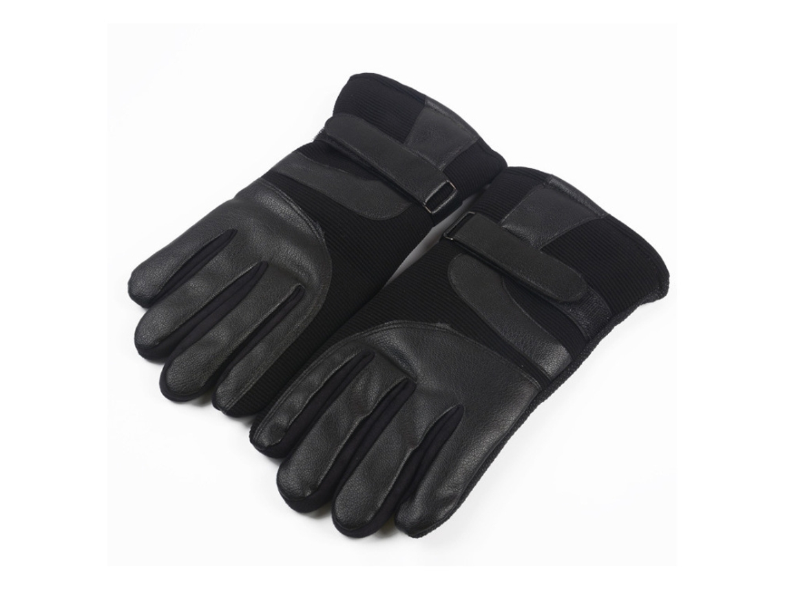 Guantes de esquí de invierno para hombre, de cuero, con pantalla táctil y terciopelo grueso para conducir motocicletas.