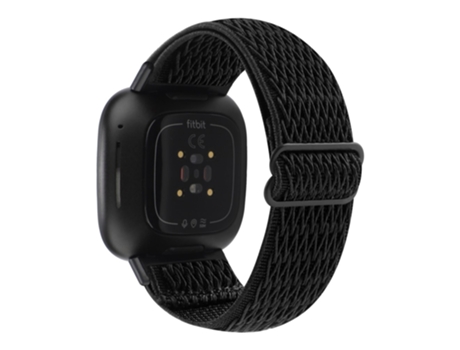 Correa de nailon ajustable patrón de ondas para Fitbit Versa 3/Versa Sense - negro