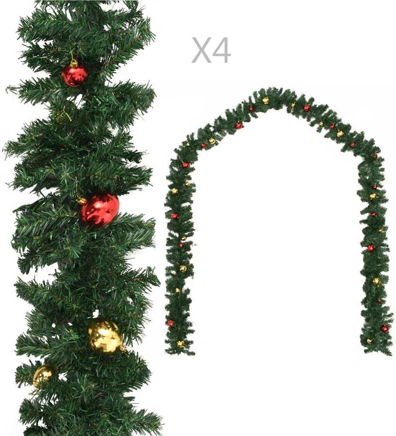 Guirnalda de Navidad VIDAXL con bolas (4x270cm - Verde)