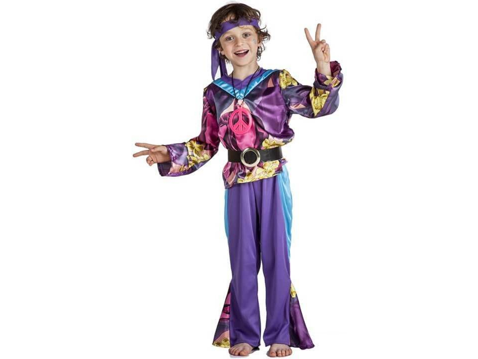 Disfraz de Niño DISFRAZZES Hippie Morado (Talla: 7 a 9 años)