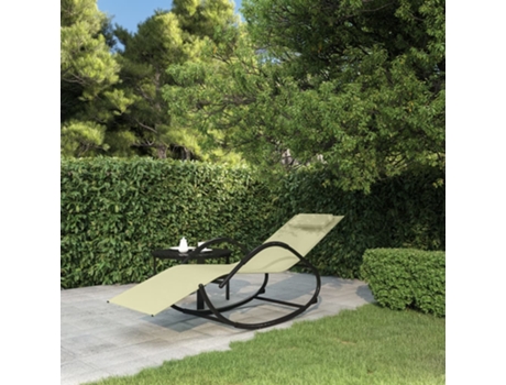 MAISON EXCLUSIVE Tumbona mecedora de acero y textilene crema
