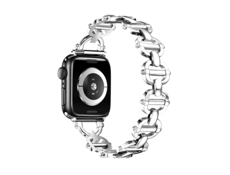 Correa de metal para reloj inteligente con hebilla de escalera para Apple Watch Ultra 49 mm (plateada)