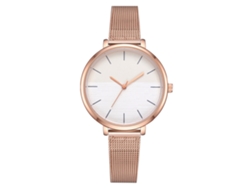 Reloj De Pulsera Casual De Cuarzo Con Malla De Aleación De Oro Rosa Sencillo Para Mujer (blanco)
