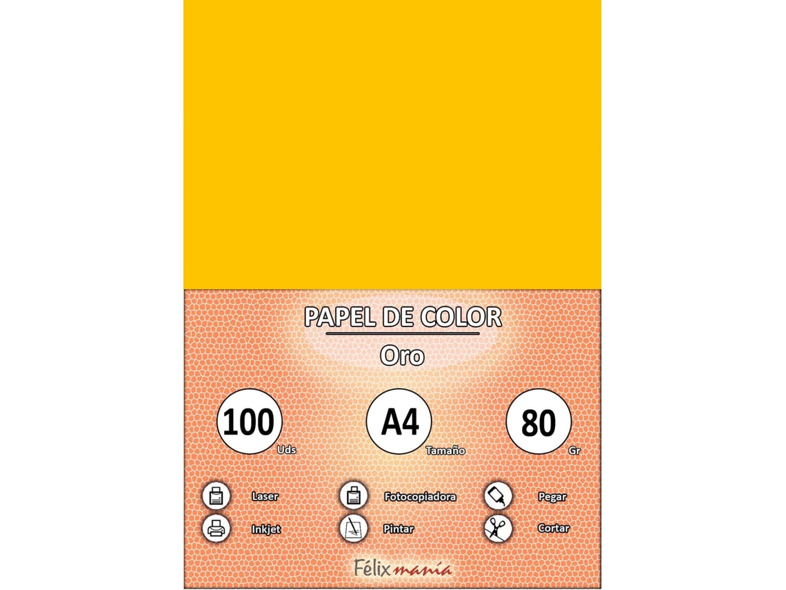 80Gr A4 Papel Dorado Amarillo 100 Hojas
