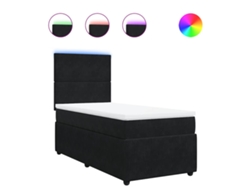Maison Exclusive - Cama Box Spring Con Colchón Cuero Sintético Negro 90x190 Cm