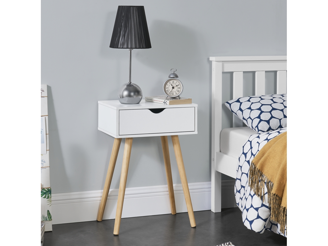 Mesa Lateral [EN.CASA] Östersund  (Blanco - Tablero De Partículas - 60 x 40 x 29,5 cm)