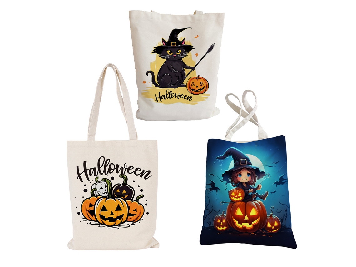Bolsa de mano reutilizable de Halloween, bolsa de lona grande para niños NEVEANCE