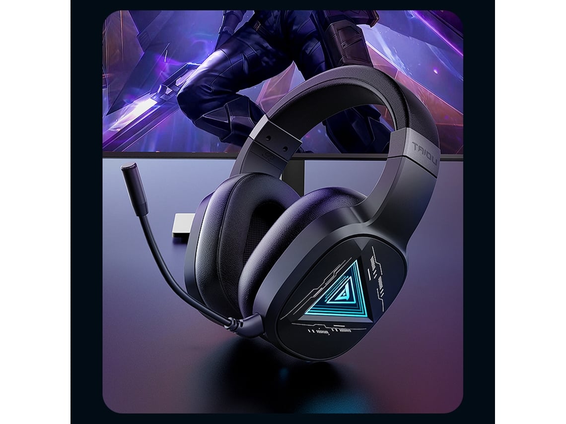 Fone De Ouvido Gamer Taiou Over-ear Com Bt5.2 2.4g Fio 3 Microfones Para Celular Pc Console