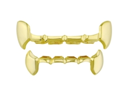 Juego De Parrillas Dentales Chapadas En Oro De 18 Quilates Con Clips De Vampiro Superiores E Inferiores Para Hombres Y Mujeres.