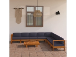 9 unidades Conjunto. Lounge De Jardim C/ Almofadões Cinza Escuro Acácia Dkd Decoración Del Hogar