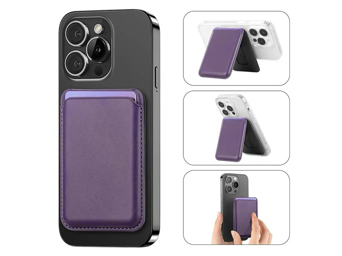 Cartera magnética para iPhone 13/14/15/16/17 Pro/Pro Max Morado oscuro Hexinyigjly
