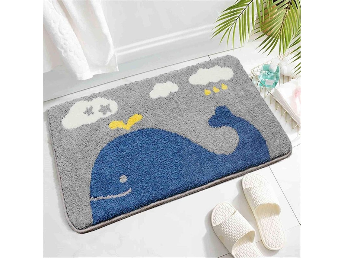 2026-tapete De Baño Antideslizante De Microfibra Lavable Absorbente, Animal Print Ballena, 40x60cm