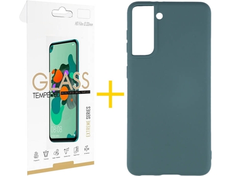 Kit Funda + Protector de Pantalla Samsung Galaxy S21 5G SKYHE Liso (Verde)