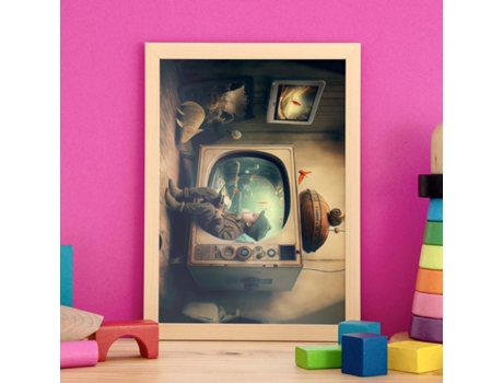 NACNIC Poster Pecera-Televisión En Estilo Surrealismo Cinematográfico Ilustraciones Y Grabados De Historieta Abstracta Y Artística A3