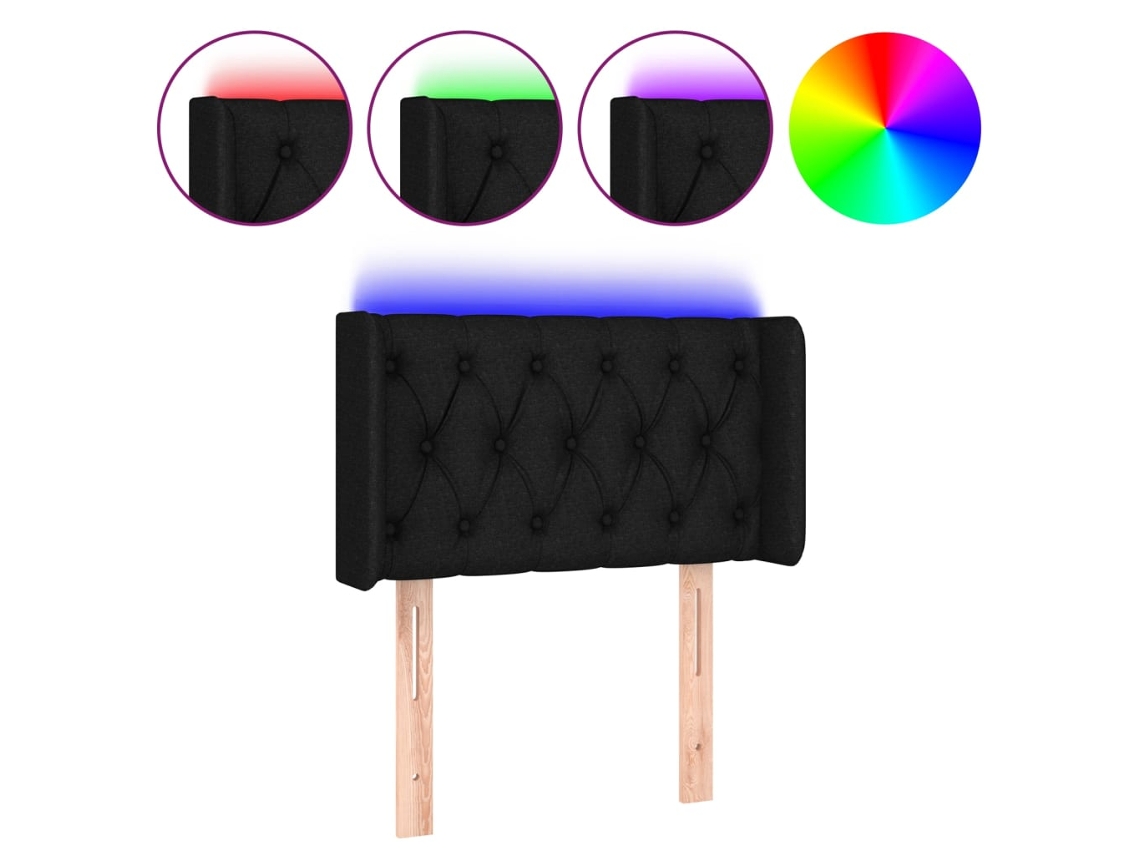 Maison Exclusive - Cabecero Con Led De Tela Negro 83x16x78/88 Cm