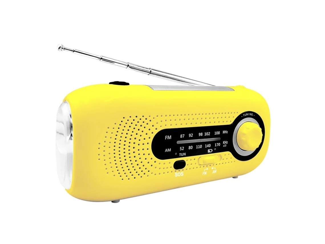 Radio solar de emergencia multifuncional BESTVITE de 2000 mAh con manivela y linterna (amarilla)