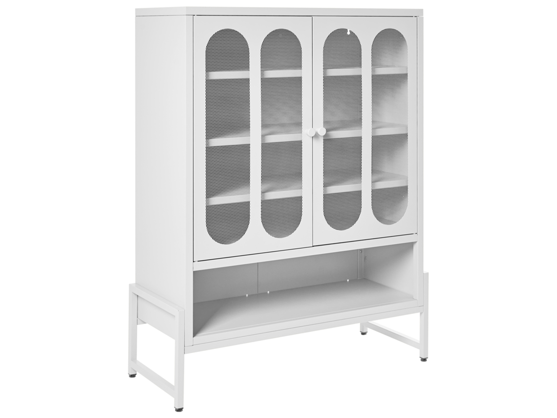 Armario metálico con puertas perforadas, Beliani Soletta, acero blanco, 84x35x108
