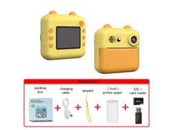 Cámara instantánea, mini cámara térmica para niños con tarjeta de 32 g, color amarillo