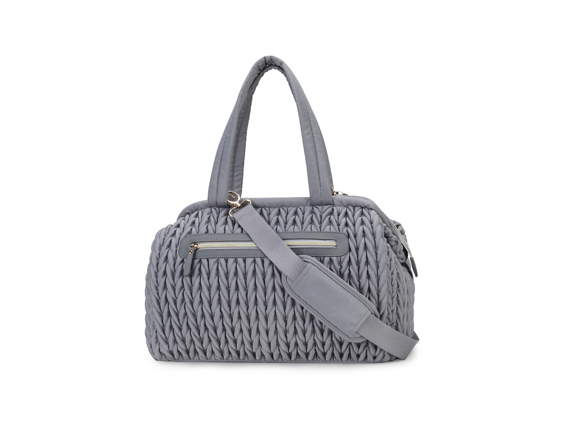 Bolsa de pañales de punto bordada, bolso de mano/bandolera, gran capacidad, impermeable, bolsa térmica para biberones, azul Yunzii