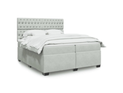 Cama Box Spring Con Colchón Terciopelo Gris Claro 200x200 Cm