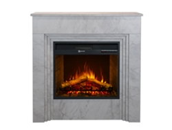 Chimenea eléctrica Bellini, chimenea de suelo de madera con efecto mármol blanco, fabricada en Italia, 96 x 35 x 96 cm (ancho x profundidad x alto)