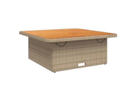 Mesa de jardín madera de acacia y ratán PE beige VIDAXL (110x110x71 cm)