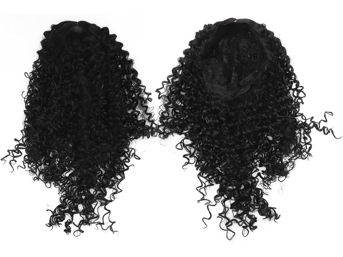 Aplique De Cabelo Sintético Preto Com Frente De Renda, 75cm, Com Ondas Profundas E Cachos, Ideal Para Cosplay E Festas.