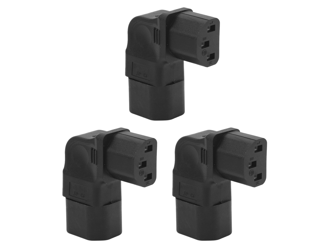 3pcs Adaptador De Corrente Iec320 C14 Para C13 Ângulo Reto 90 Graus 250v 2500w Pvc