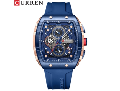 Relojes de pulsera para hombre Reloj cronógrafo multifuncional de cuarzo analógico para hombre Reloj deportivo de moda-Concha rosa azul LUUCOZK